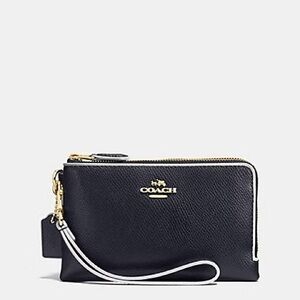 Double Corner Zip Wristlet In Edge Paint Crossgrain Leather